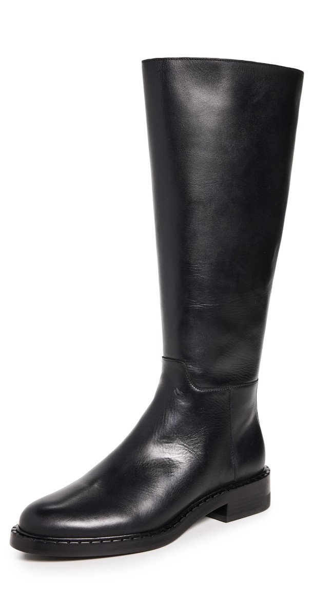 Reformation Nancy Knee Riding Boots Black Leather