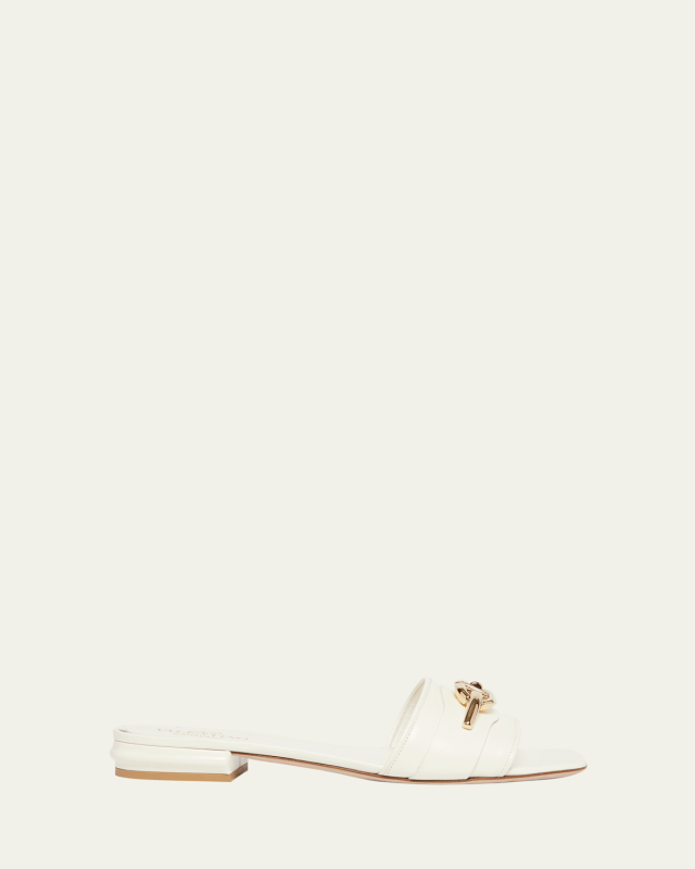 VLogo Medallion Leather Slide Sandals