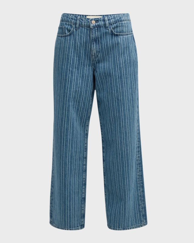 Sparrow Stripe Mid-Rise Baggy Jeans