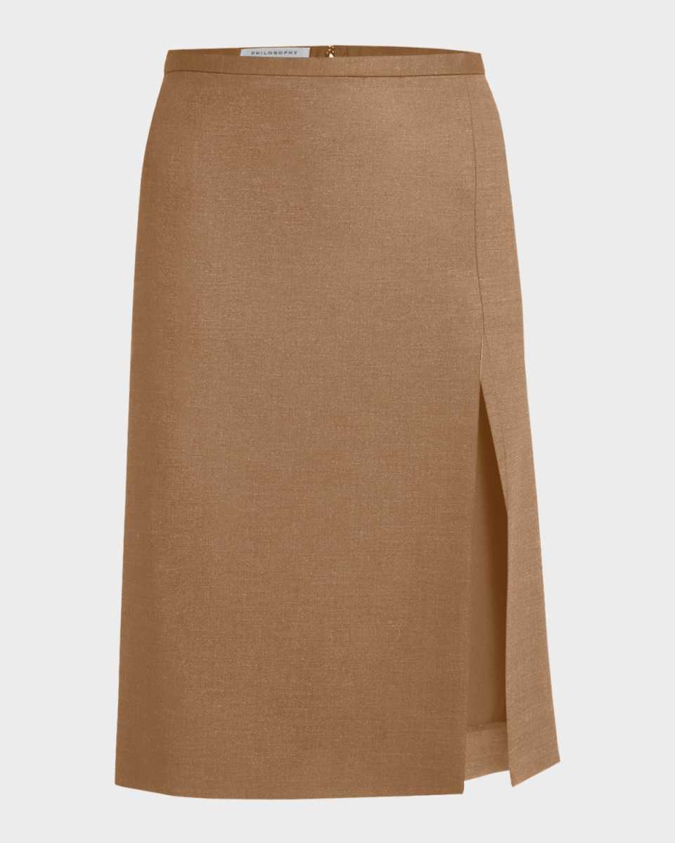 Tropical Wool Pencil Skirt