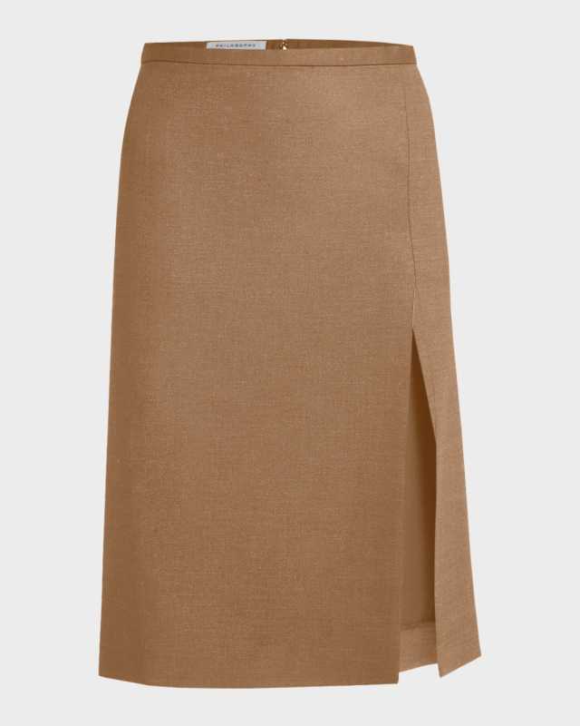 Tropical Wool Pencil Skirt