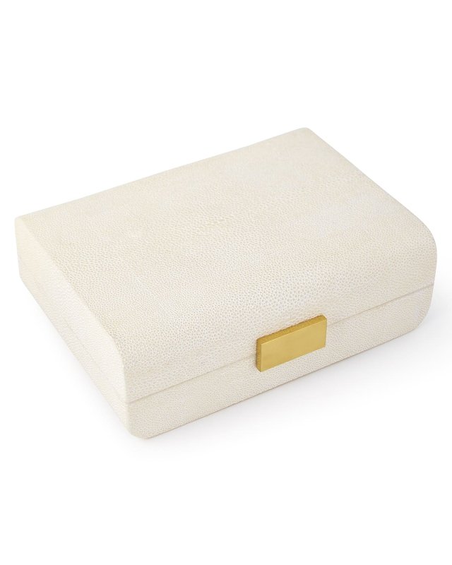 Cream Faux Shagreen Small Decorative Box