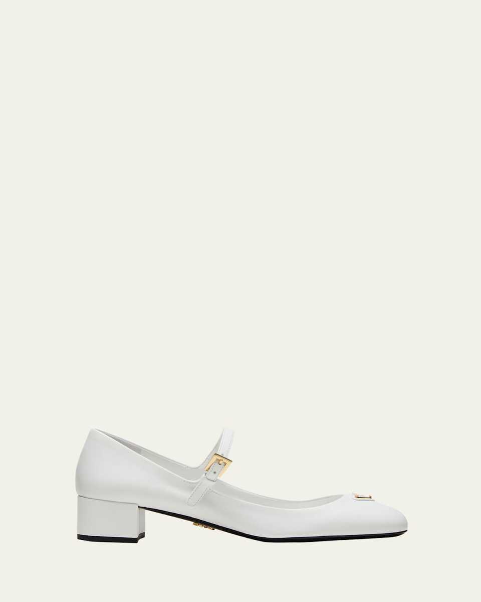 Leather Mary Jane Ballerina Pumps