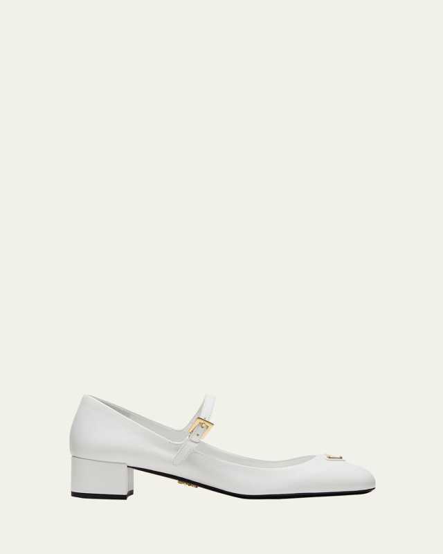 Leather Mary Jane Ballerina Pumps