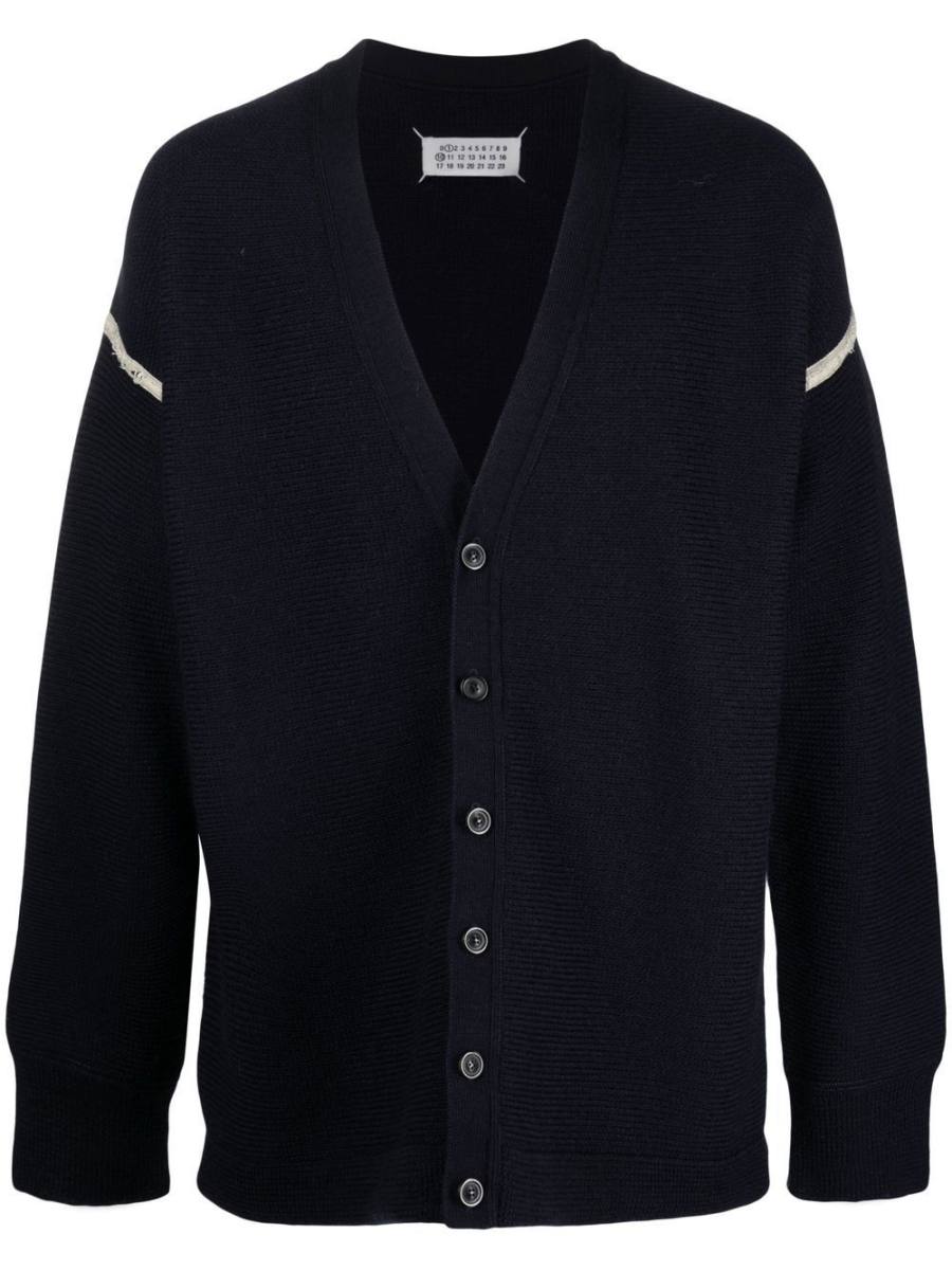 elbow-patch V-neck cardigan