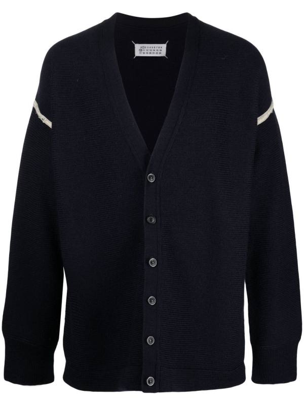 elbow-patch V-neck cardigan