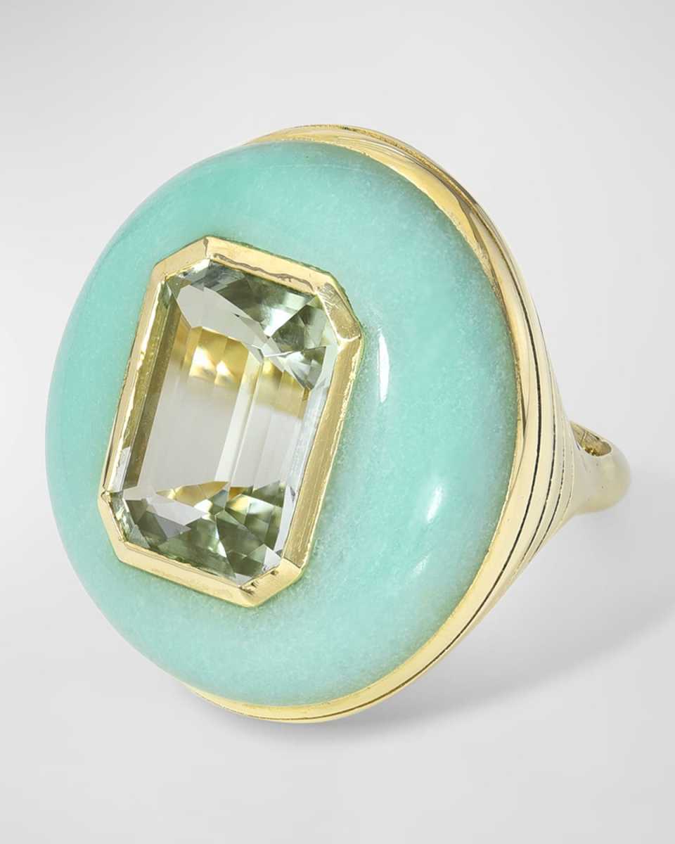One-Of-A-Kind Tourmaline & Chrysoprase Lollipop Ring, Size 5