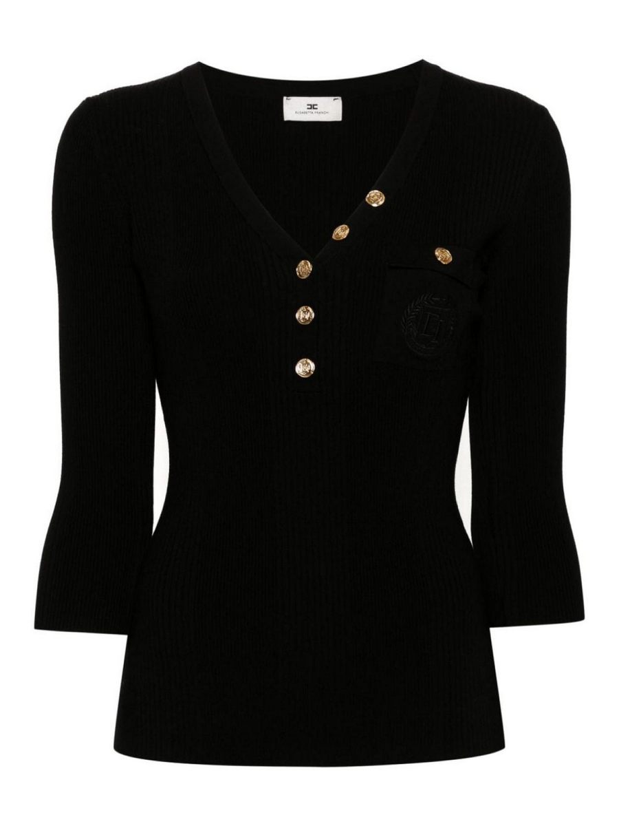 Elisabetta Franchi Pull Col Rond - Noir