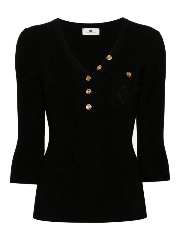 Elisabetta Franchi Pull Col Rond - Noir
