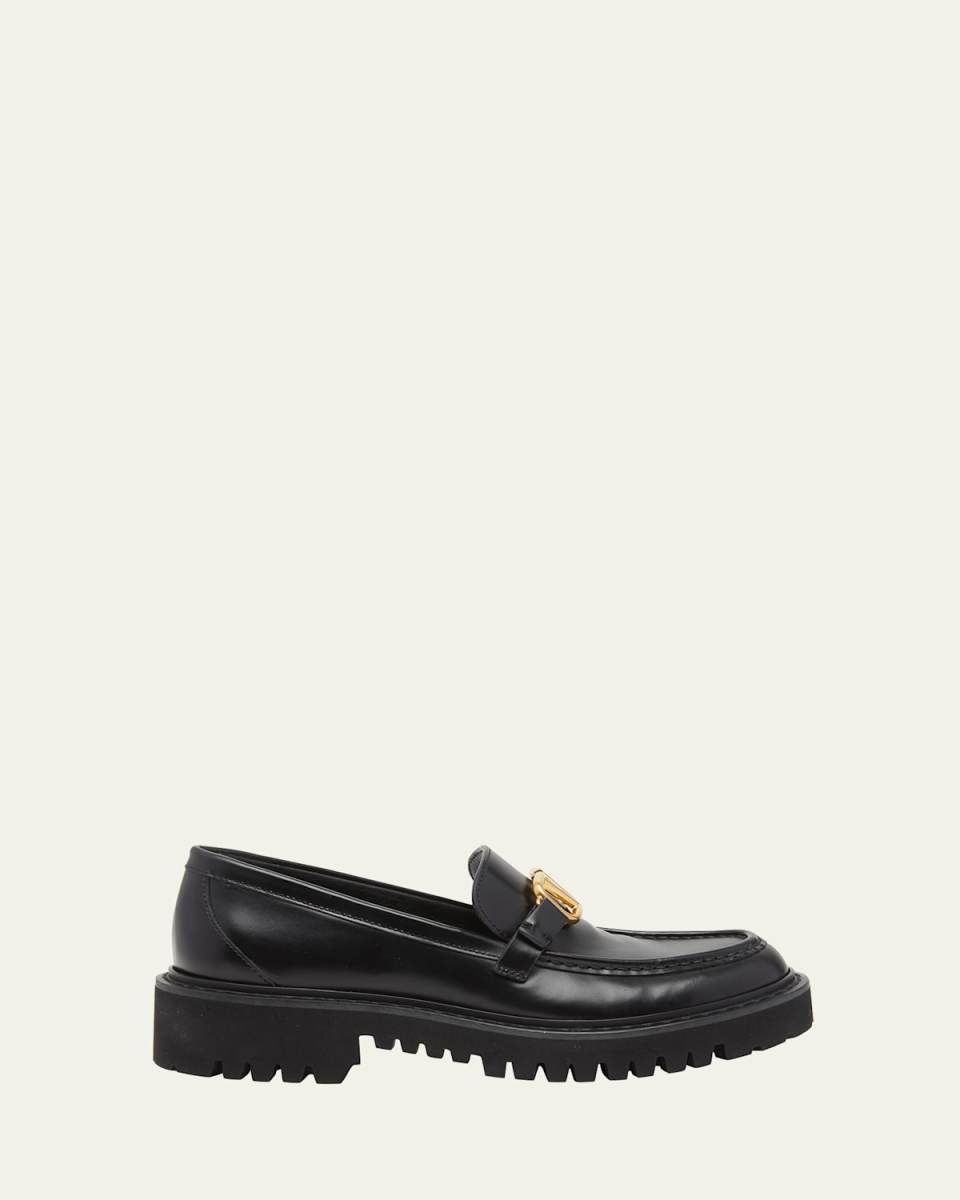 VLogo Medallion Leather Loafers
