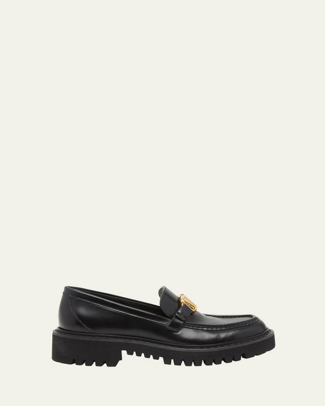 VLogo Medallion Leather Loafers