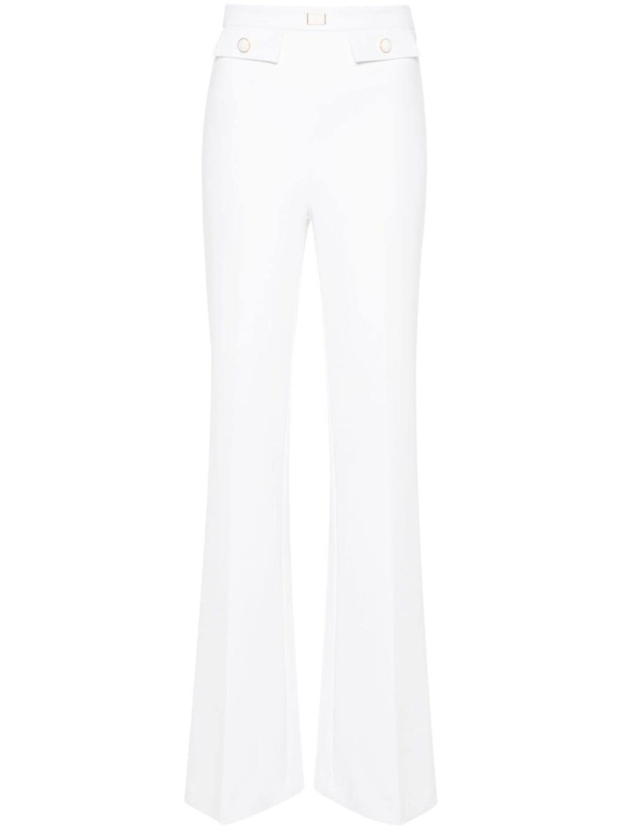 crepe logo-plaque flared trousers