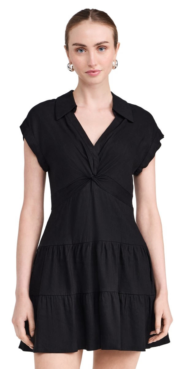 alice + olivia Mila Deep V Twist Front Mini Dress Black