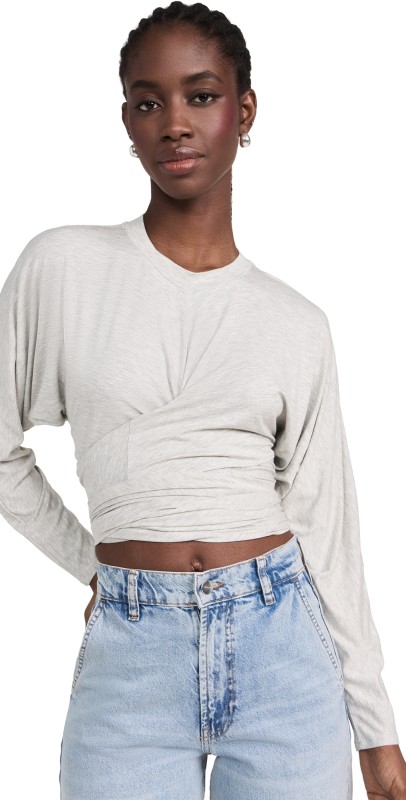 REV The Amari Draped T-Shirt Light Grey