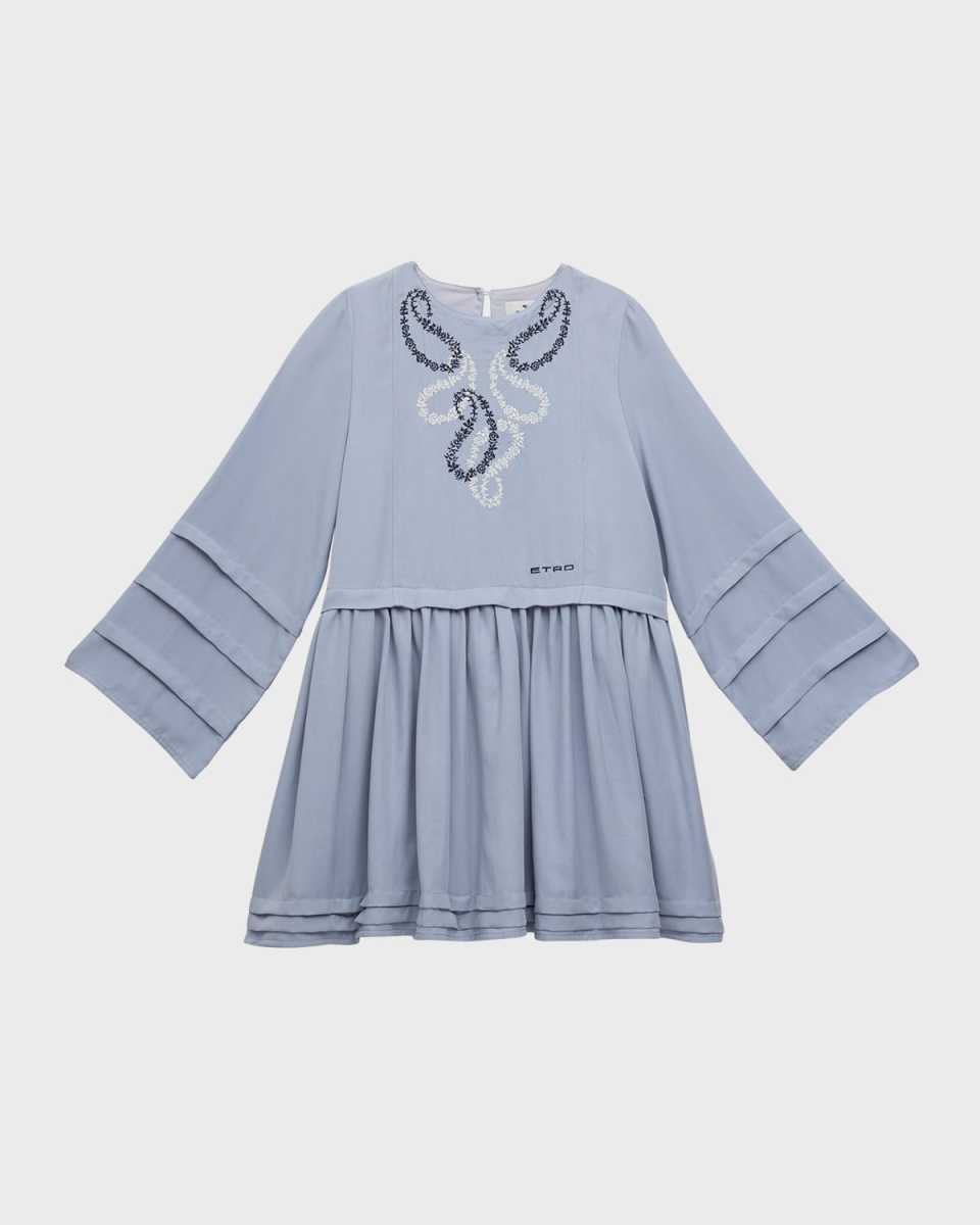 Girl's Paisley Embroidered Logo-Print Dress, Size 4-