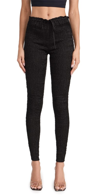 Abacaxi Smocked Silky Leggings Black