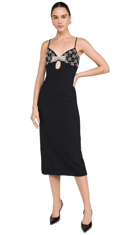 Rebecca Vallance Rina Strap Midi Dress Black