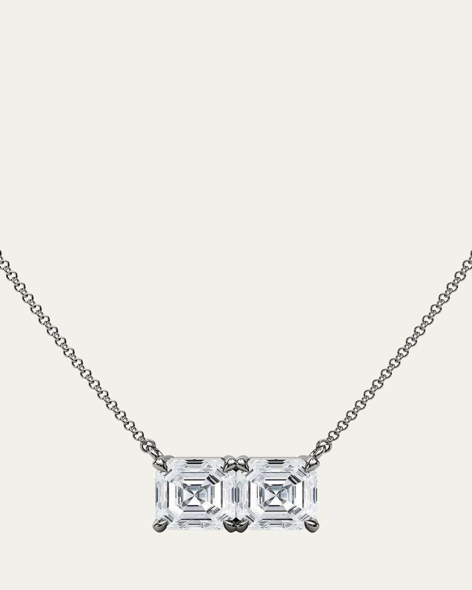 18K Asscher Lab Grown Diamond Twin Necklace