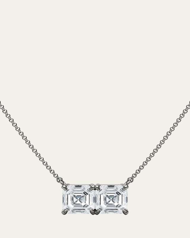 18K Asscher Lab Grown Diamond Twin Necklace