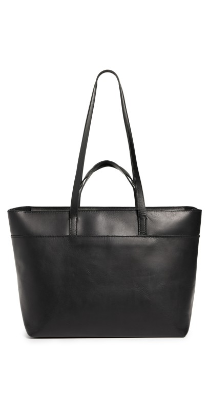 Madewell The Zip-Top Essential Tote in Leather True Black