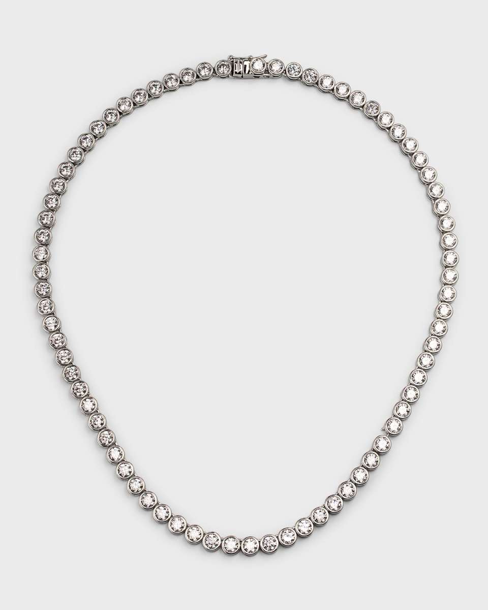 Round Cubic Zirconia Bezel Tennis Necklace