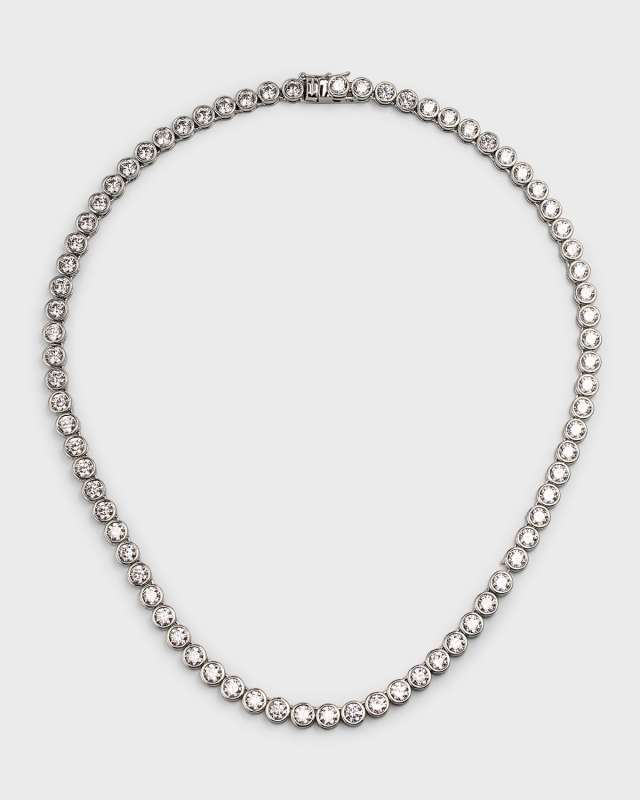 Round Cubic Zirconia Bezel Tennis Necklace
