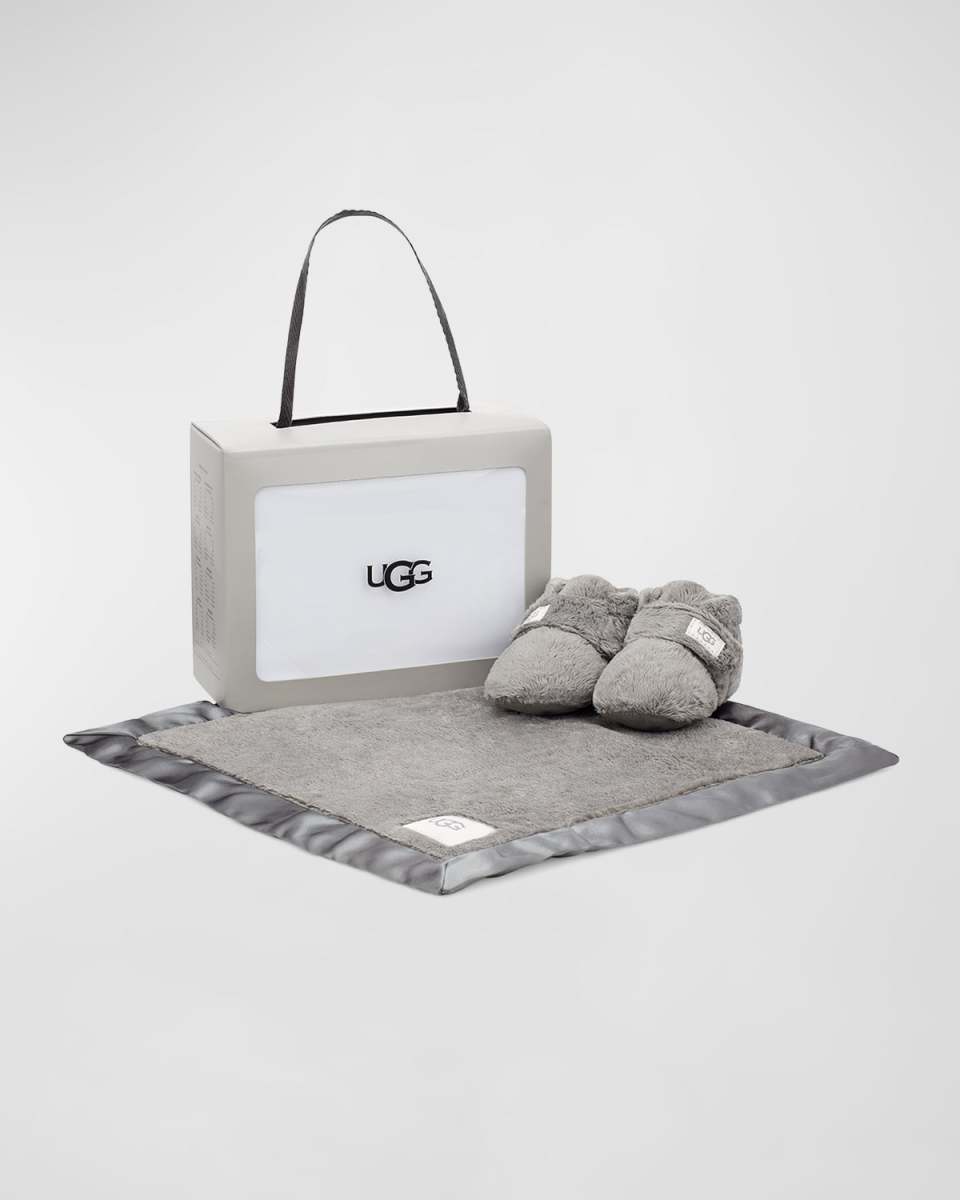 Girl's Bixbee Booties & Lovey Baby Blanket Set