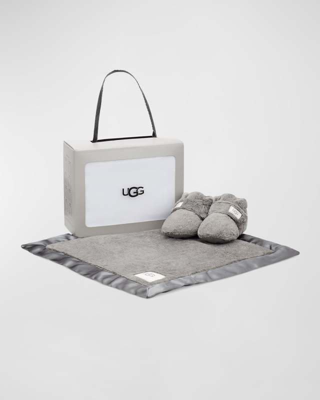 Girl's Bixbee Booties & Lovey Baby Blanket Set