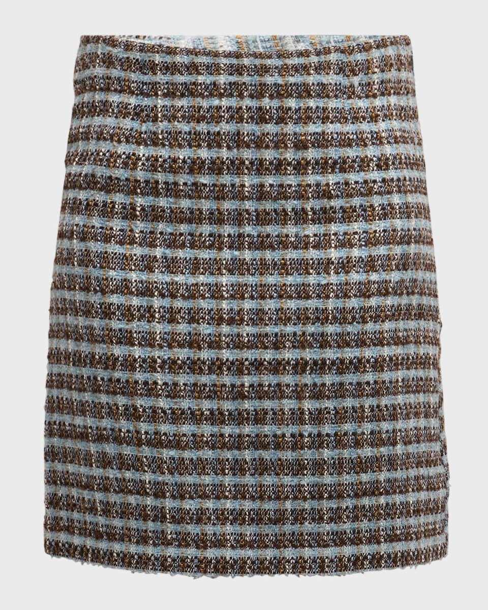 Plaid Tweed Pencil Skirt