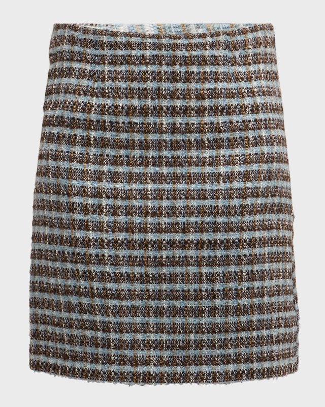 Plaid Tweed Pencil Skirt