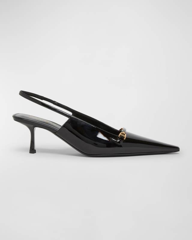 Hermione Leather Kitten Slingback Pumps