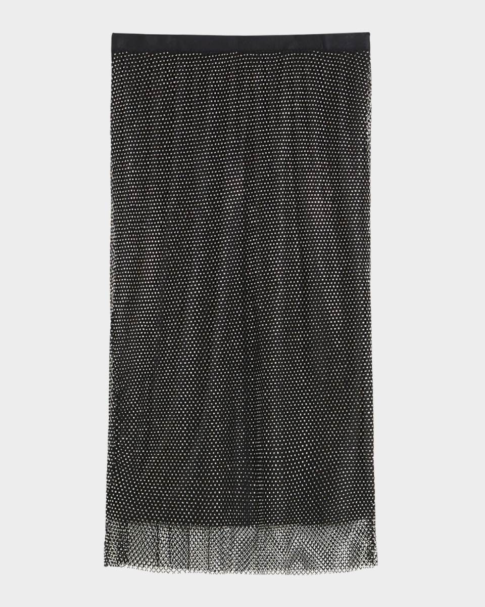 Nuvole Rhinestone Mesh Midi Skirt