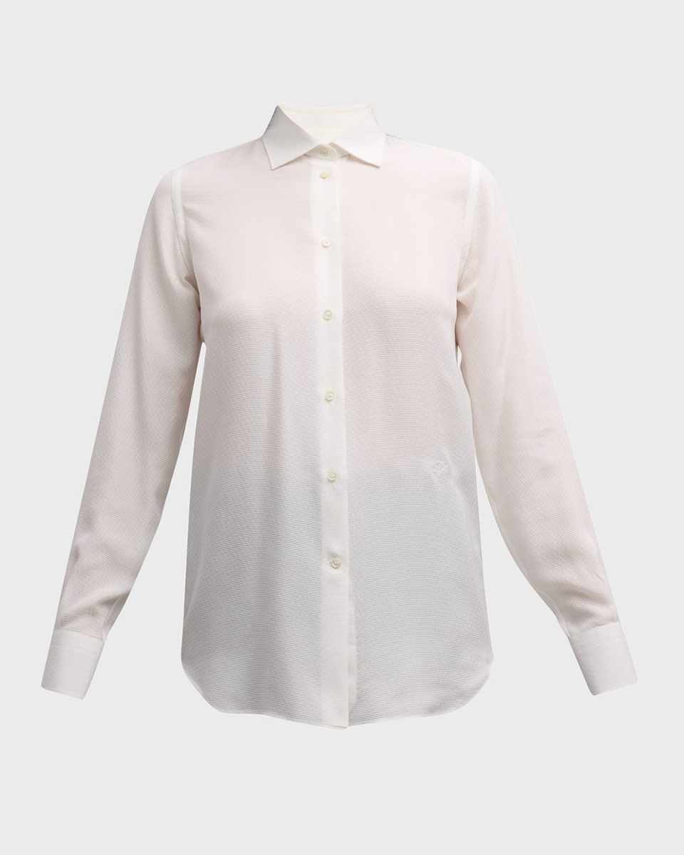 Cam Kara Micro Jacquard Silk Button-Front Shirt