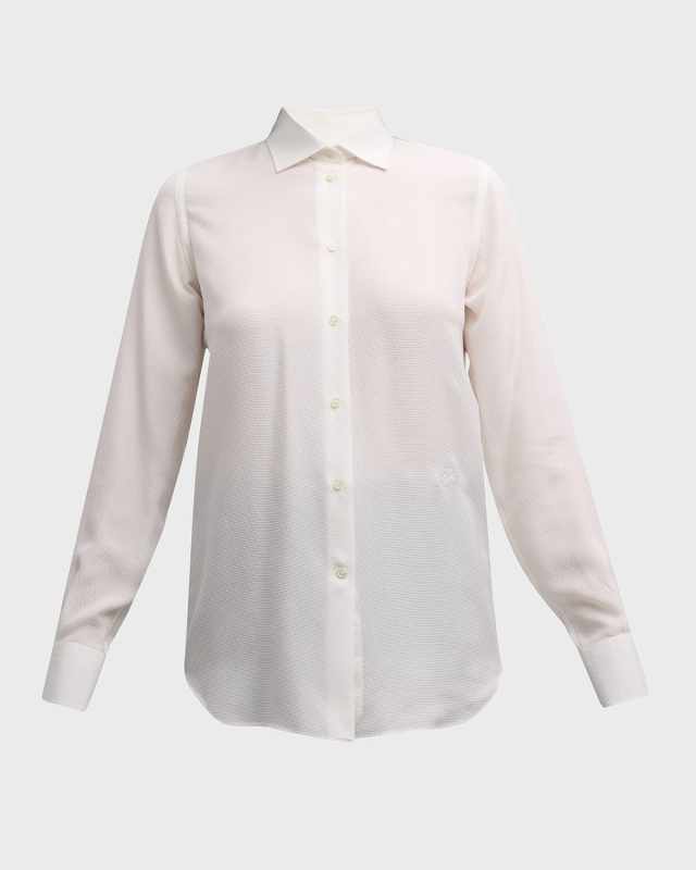 Cam Kara Micro Jacquard Silk Button-Front Shirt