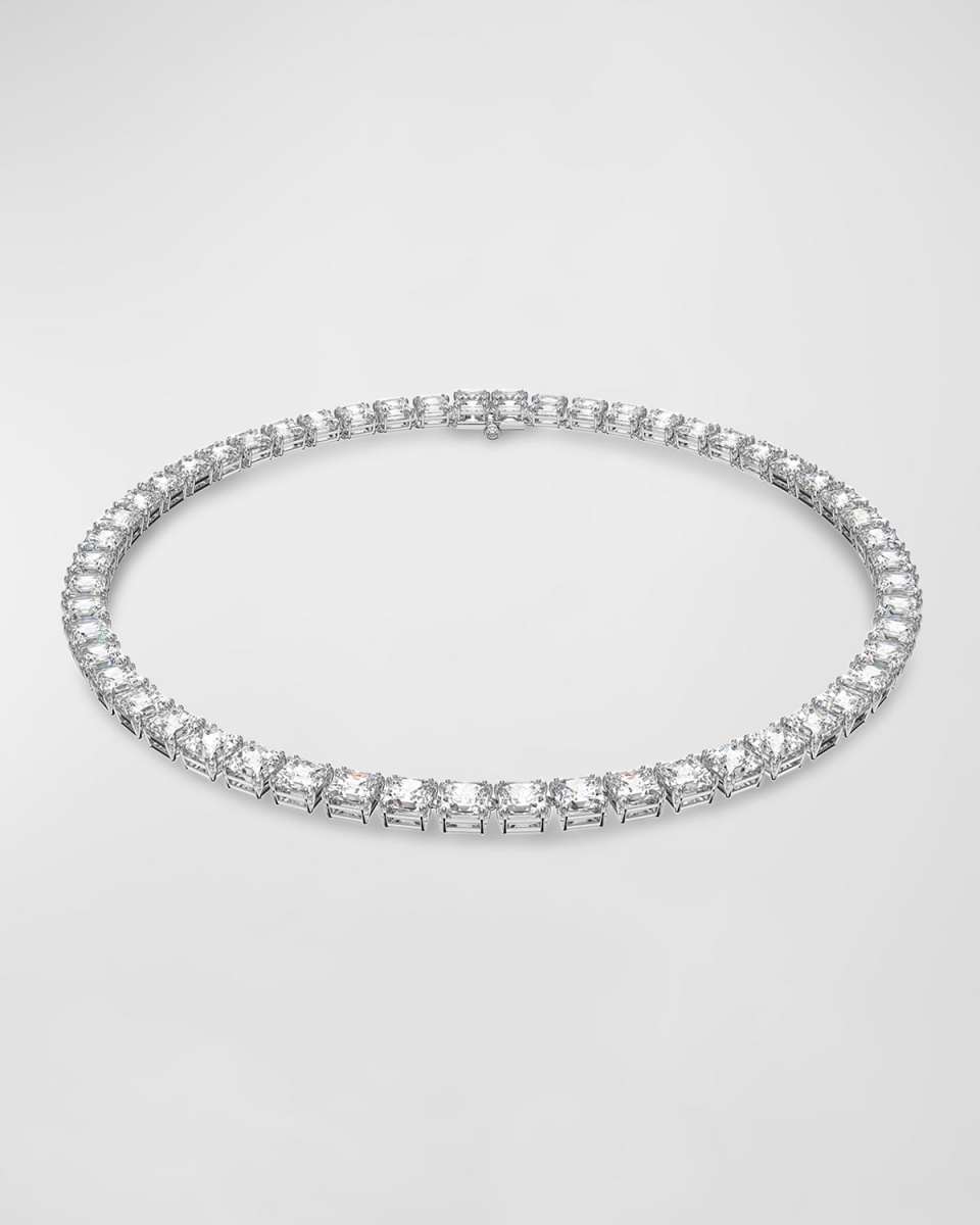 Millenia Necklace with Square-Cut Crystals and Rhodium-Tone Plating