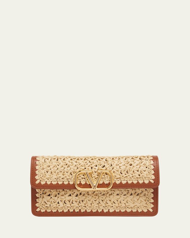 VLOGO Crochet Raffia Wallet with Chain