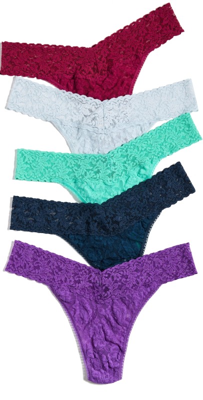 Hanky Panky Signature Lace Original Rise Thong 5 Pack Agave/Nori/D Pom/Violet/Grey