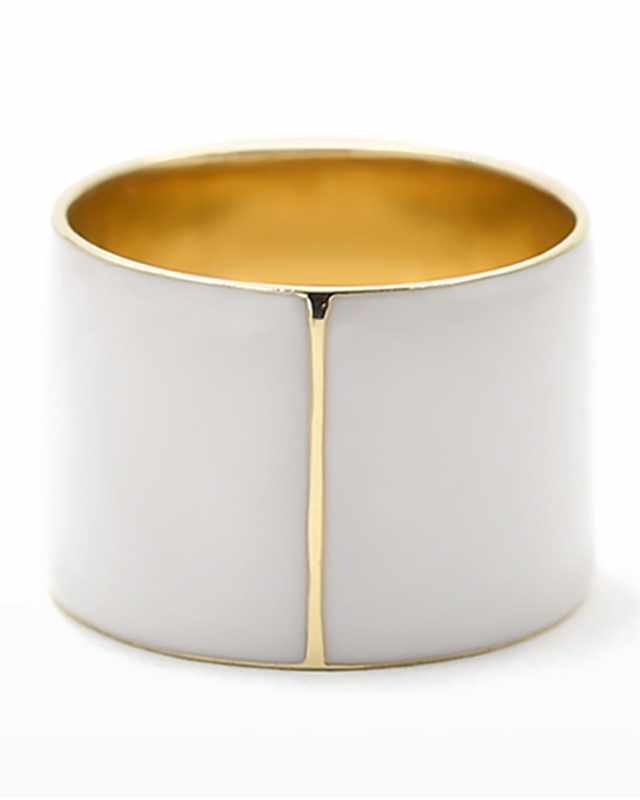 White Enamel Cigar Band Ring, Size