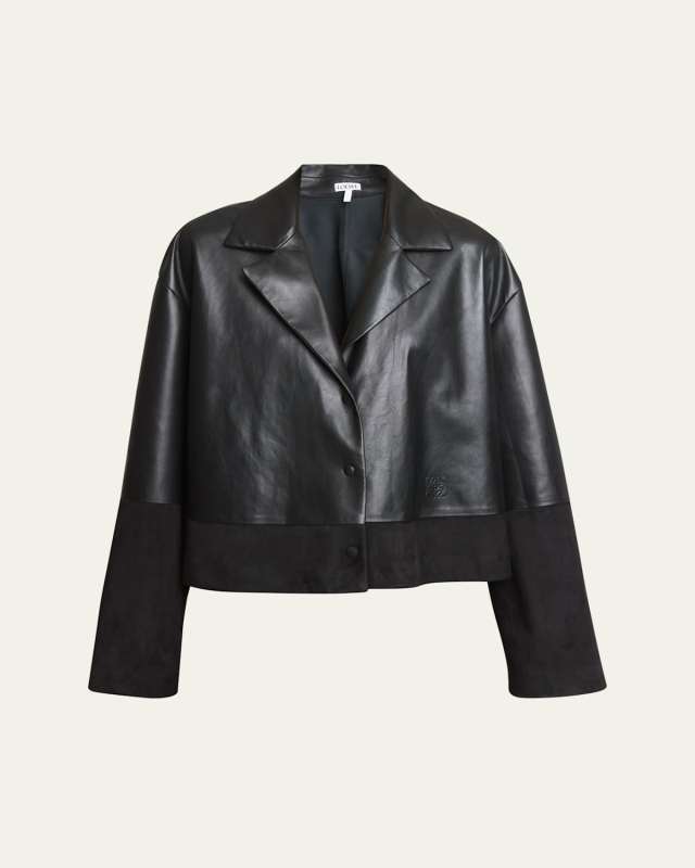 Long-Sleeve Leather And Suede Pajama Blouse