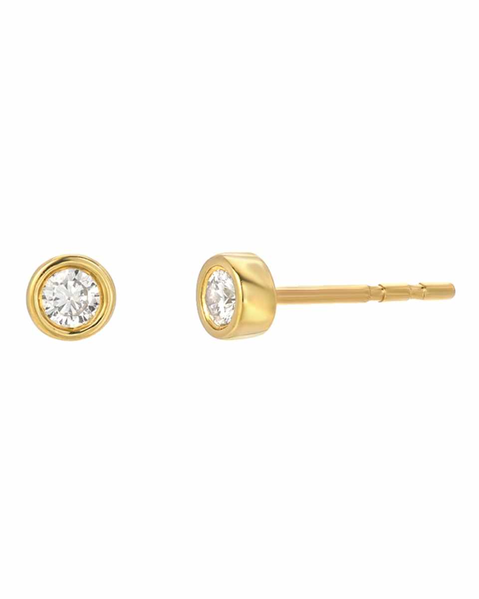 14k Yellow Gold Bezel Diamond Stud Earrings