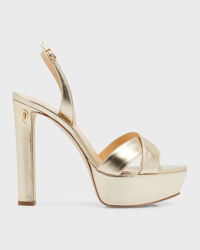 Leonardo Metallic Slingback Platform Sandals