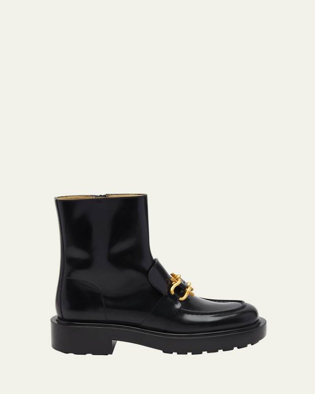 Monsieur Leather Bit Chunky Ankle Boots