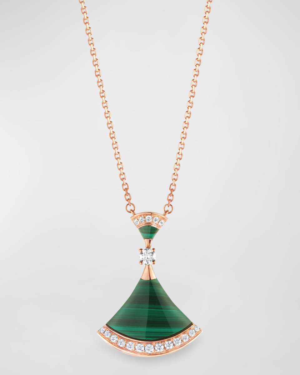 Divas' Dream 18K Rose Gold Necklace with Malachite Diamond Pendant