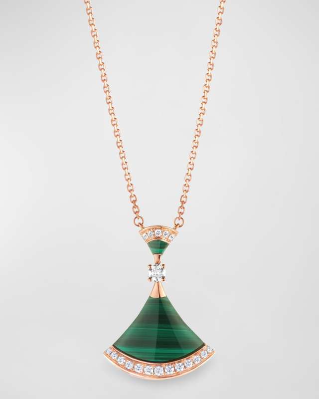 Divas' Dream 18K Rose Gold Necklace with Malachite Diamond Pendant