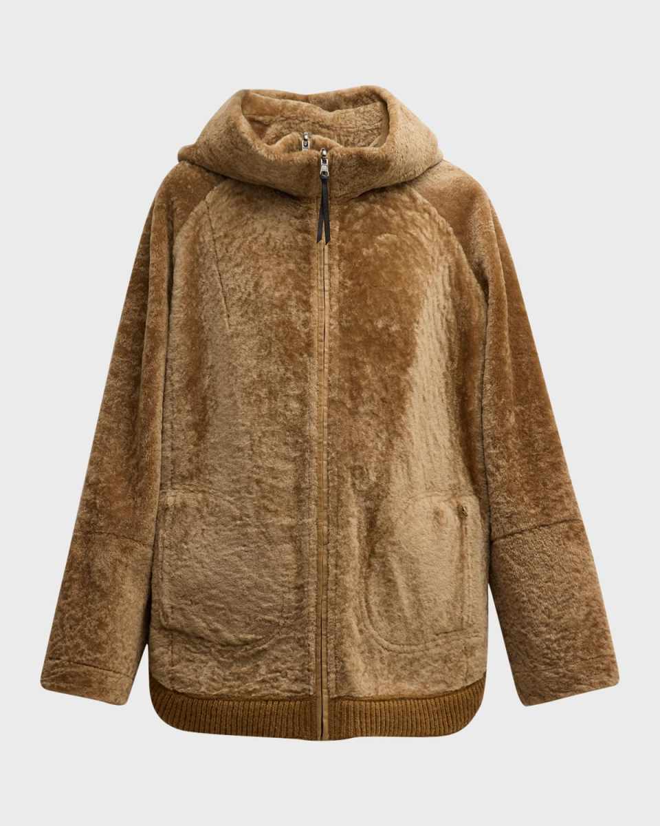 Reversible Shearling Lamb Zip Parka Jacket