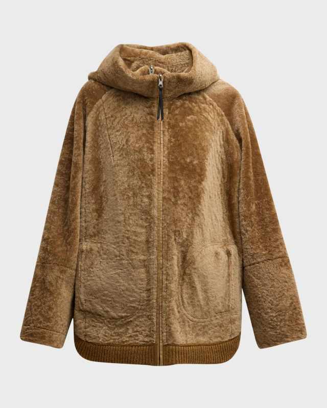 Reversible Shearling Lamb Zip Parka Jacket