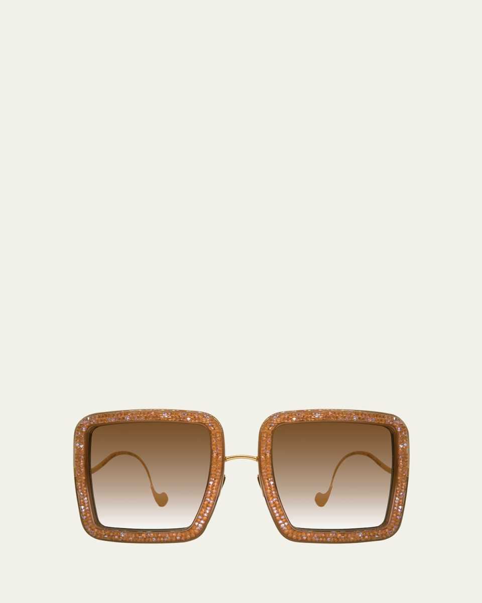 Beaming Sky Crystal & Stainless Steel Square Sunglasses