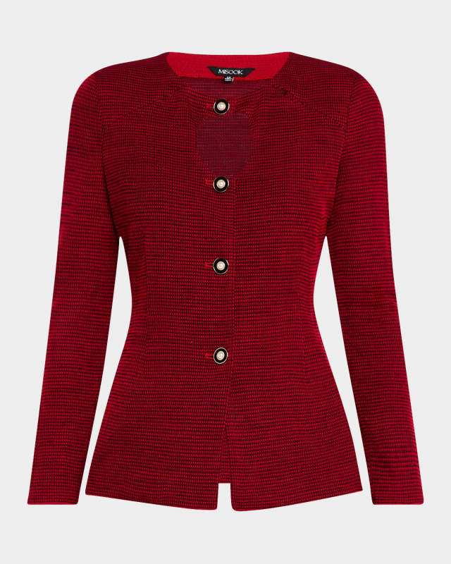 Two-Tone Cutout Knit Jacket