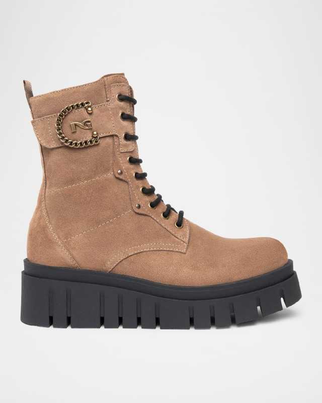 Chain Suede Flatform Desert Boots