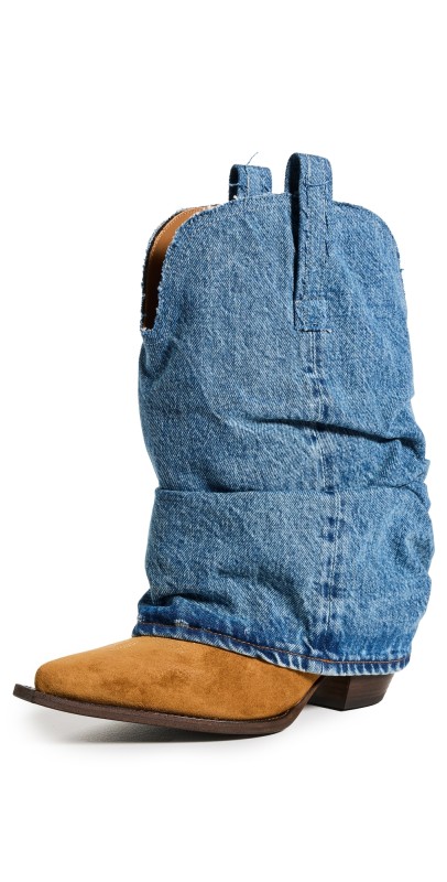 R13 Chunky Cowboy Boots Denim